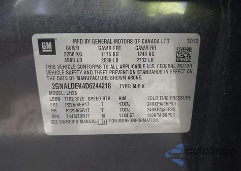 2013 Chevrolet Equinox 1Lt z USA, uszkodzony, nr VIN 2GNALDEK4D6244218